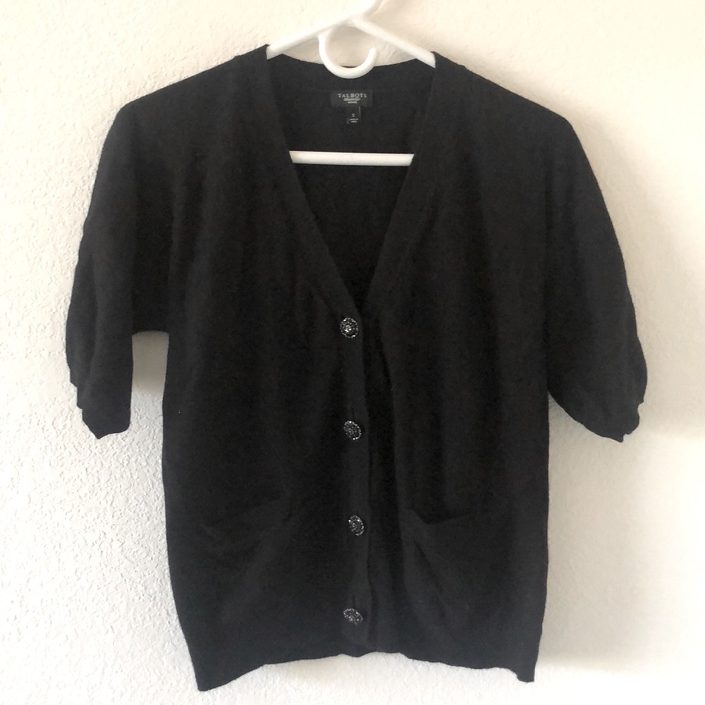 2/20$ Talbot’s sweater with bling detail buttons